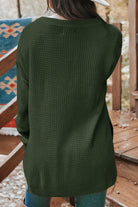 Waffle-Knit Dropped Shoulder Buttoned Sweater - Guy Christopher 