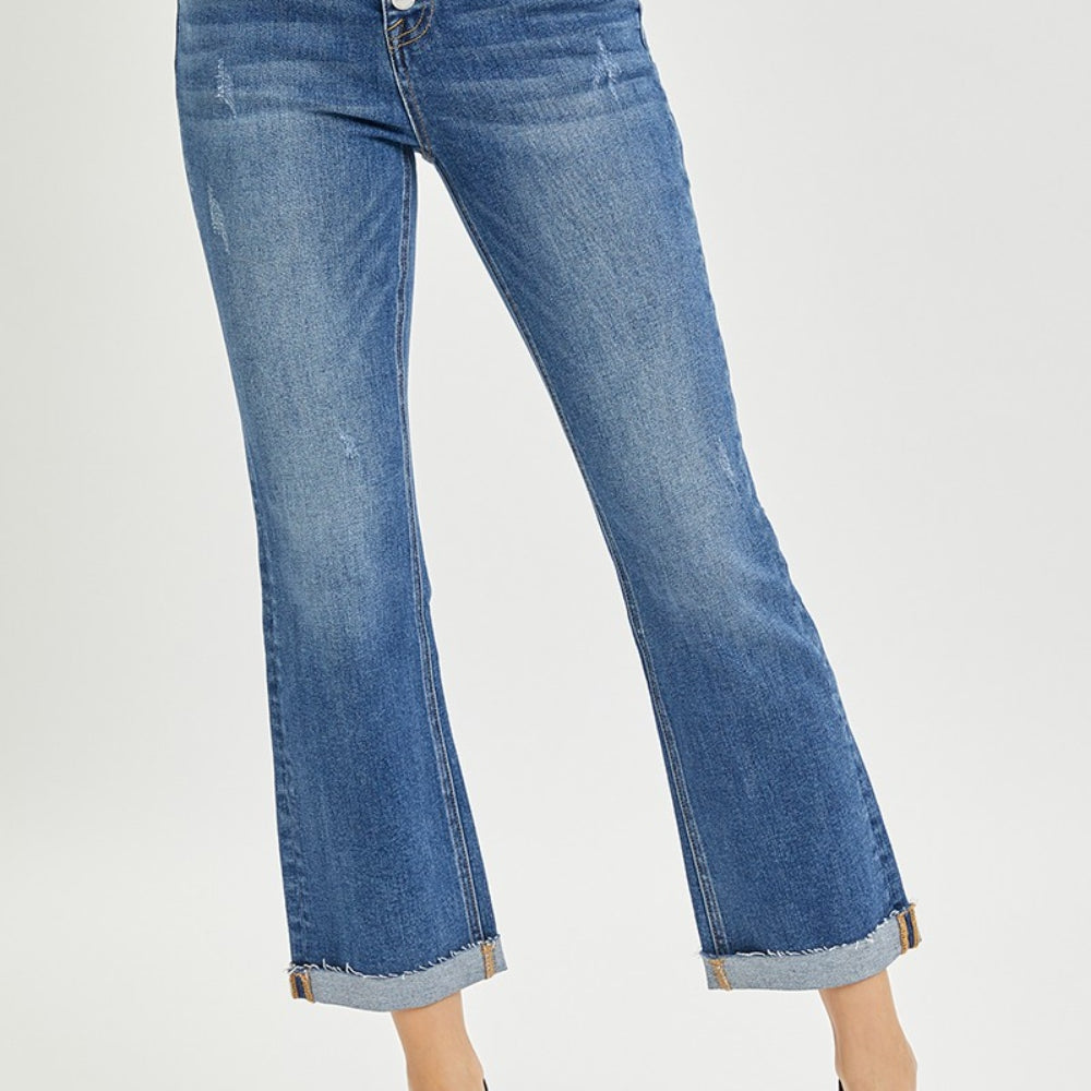 RISEN Full Size Button Fly Cropped Bootcut Jeans