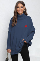 Turtle Neck Long Sleeve Ribbed Sweater - Guy Christopher 