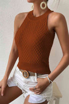 Round Neck Sleeveless Knit Top - Guy Christopher 