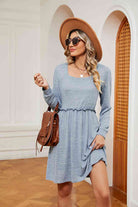 Square Neck Long Sleeve Dress - Guy Christopher 