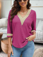 V-Neck Eyelet Blouse - Guy Christopher 