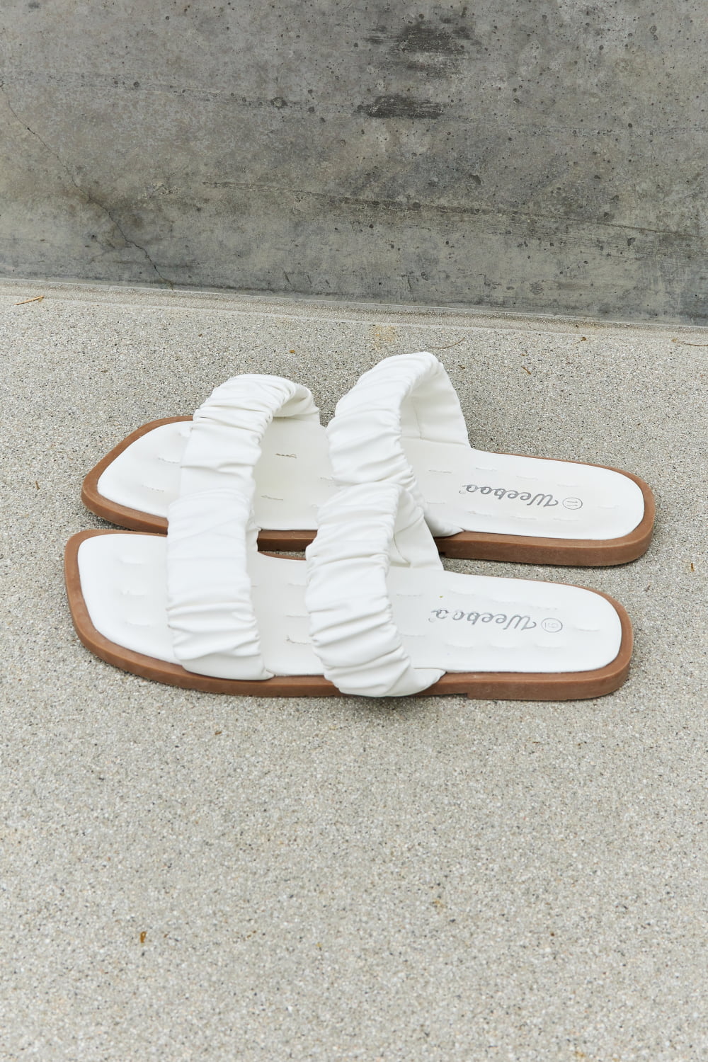 Weeboo Double Strap Scrunch Sandal in White - Guy Christopher 
