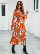 Surplice Neck Long Sleeve Midi Dress - Guy Christopher 