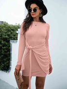 Tied Long Sleeve Mini Dress - Guy Christopher 