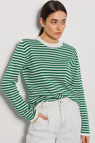 Striped Round Neck Long Sleeve Sweater - Guy Christopher 