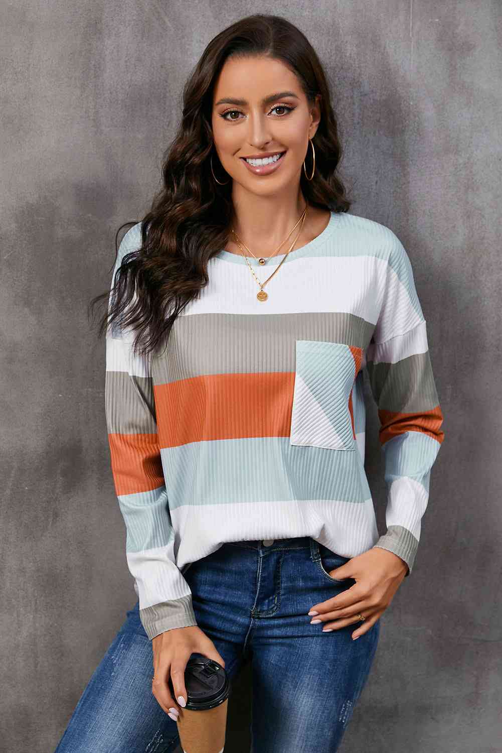 Wide Stripe Top with Pocket - Guy Christopher 