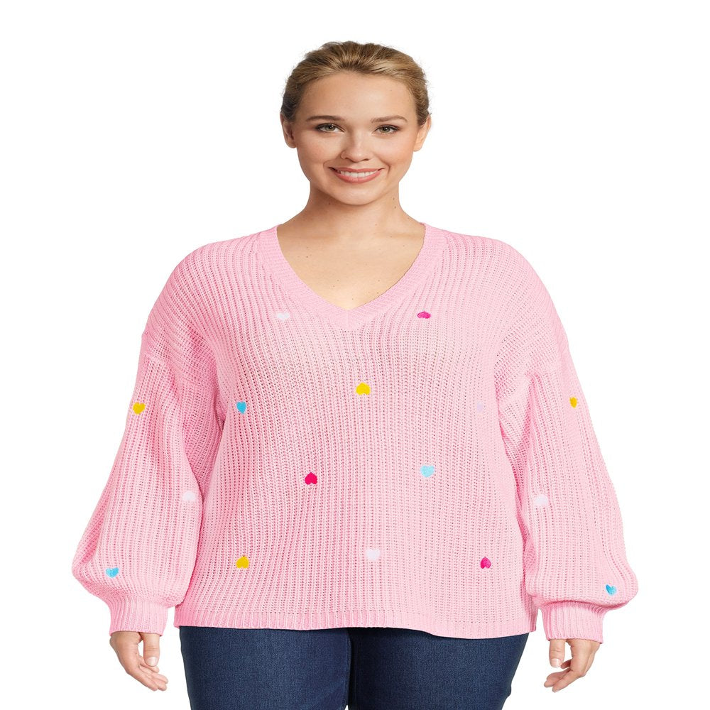 "Express Your Love with Our Stylish Women's V-Neck Multi Heart Embroidery Top!"
