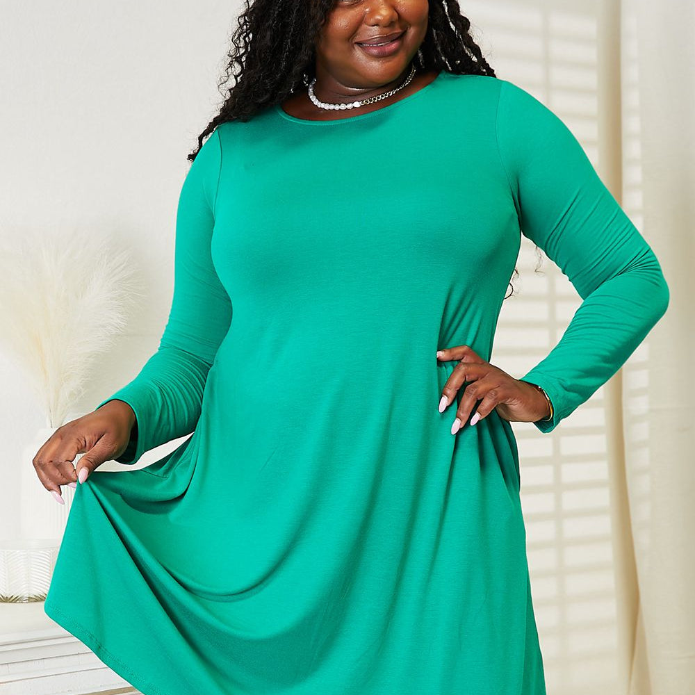 Zenana Full Size Long Sleeve Flare Dress with Pockets - Guy Christopher 