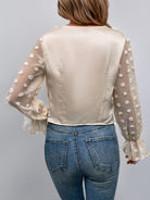 Swiss Dot Flounce Sleeve Blouse - Guy Christopher 