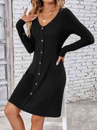 V-Neck Long Sleeve Mini Dress - Guy Christopher 