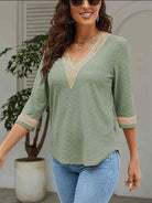 V-Neck Eyelet Blouse - Guy Christopher 