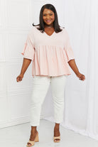 Celeste Look At Me Full Size Flowy Ruffle Sleeve Top in Pink - Guy Christopher 