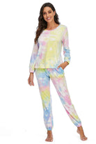 Tie-Dye Top and Drawstring Pants Lounge Set - Guy Christopher 