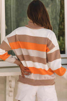 Striped Turtleneck Long Sleeve Sweater - Guy Christopher 