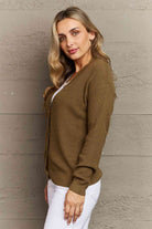 Zenana Kiss Me Tonight Full Size Button Down Cardigan in Olive - Guy Christopher 