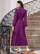 Tie-Neck Balloon Sleeve Dress - Guy Christopher 