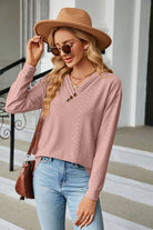 V-Neck Long Sleeve Blouse - Guy Christopher 