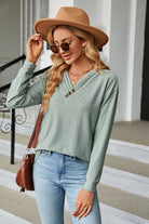 V-Neck Long Sleeve Blouse - Guy Christopher 