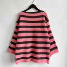 Striped Round Neck Long Sleeve Sweater - Guy Christopher 