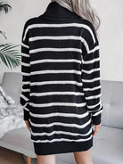 Striped Turtleneck Sweater Dress - Guy Christopher 