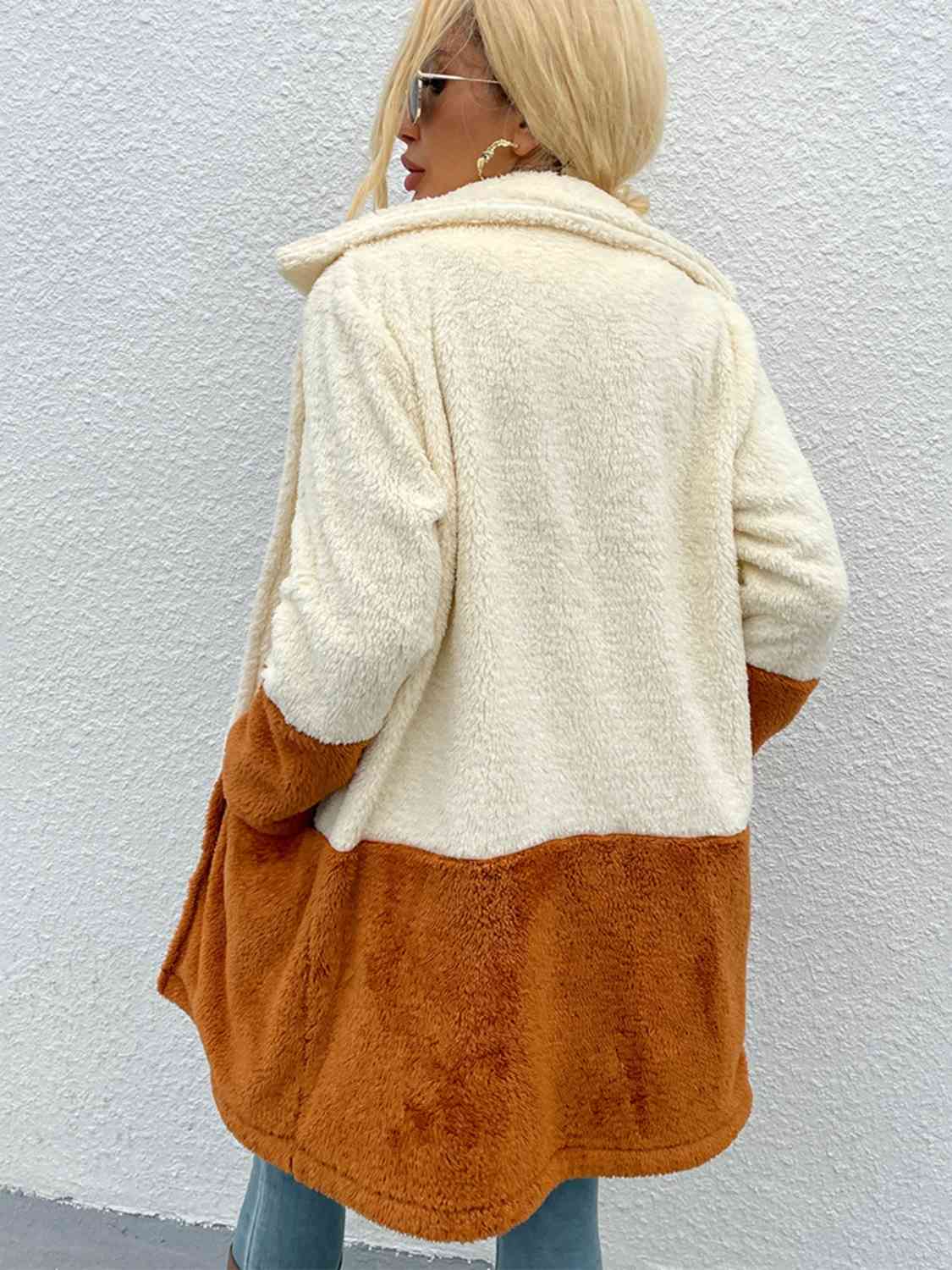 Two Tone Teddy Coat with Pockets - Guy Christopher 