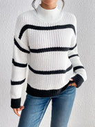 Striped Mock Neck Sweater - Guy Christopher 