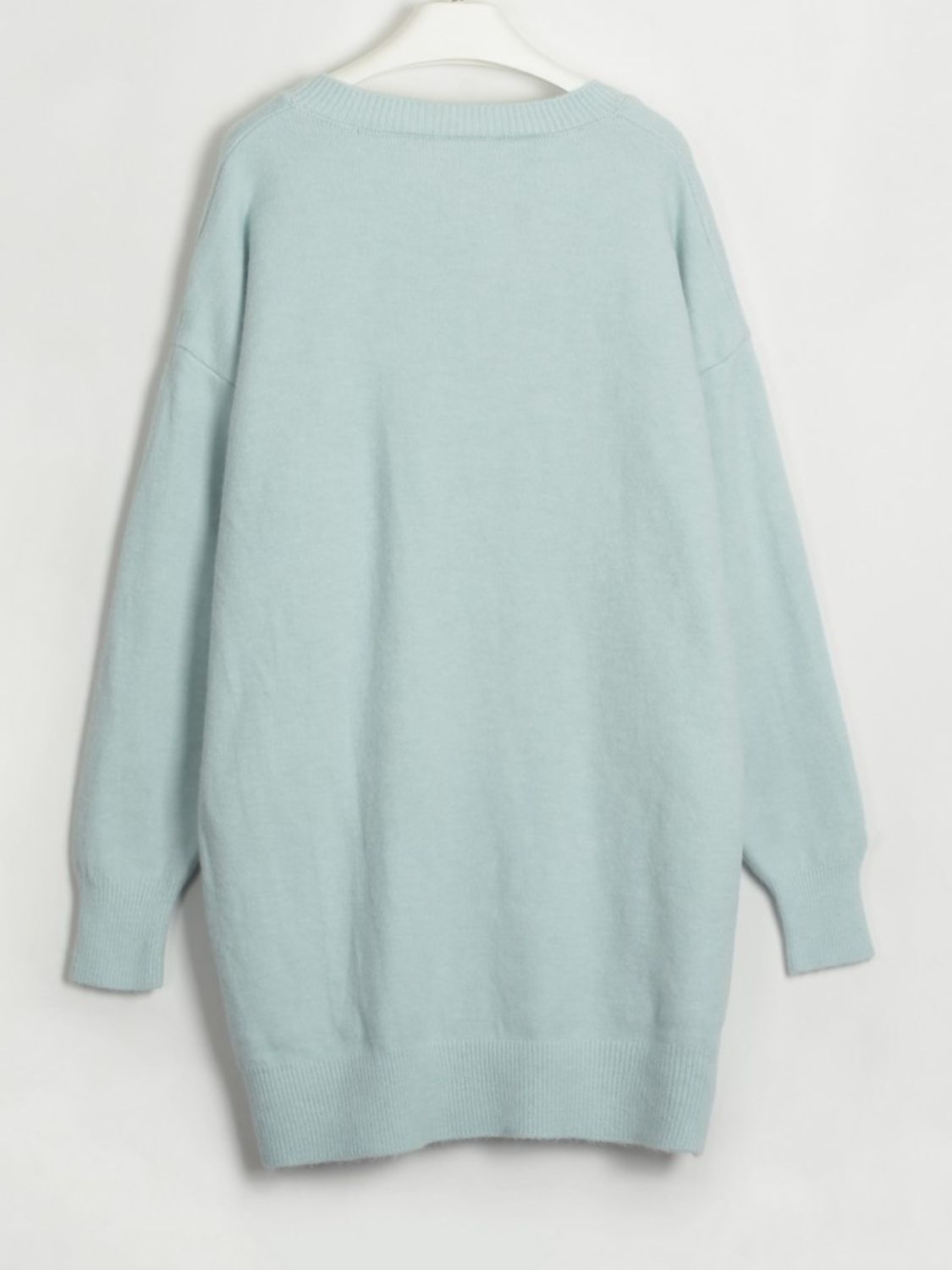 V-Neck Dropped Shoulder Sweater Dress - Guy Christopher 