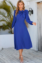 Twisted Long Sleeve Midi Dress - Guy Christopher 