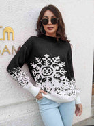 Snowflake Pattern Mock Neck Sweater - Guy Christopher 