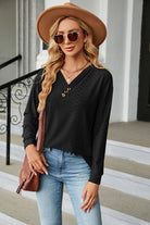 V-Neck Long Sleeve Blouse - Guy Christopher 