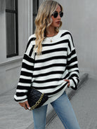 Striped Dropped Shoulder Sweater - Guy Christopher 