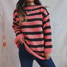 Striped Round Neck Long Sleeve Sweater - Guy Christopher 