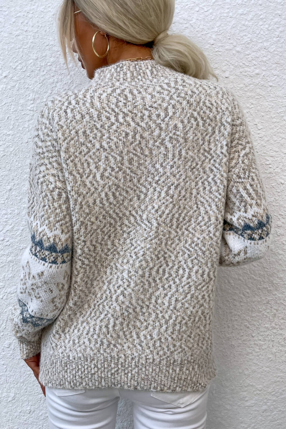 Snowflake Pattern Mock Neck Sweater - Guy Christopher 