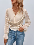 Swiss Dot Flounce Sleeve Blouse - Guy Christopher 