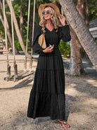 Smocked Waist V-Neck Maxi Dress - Guy Christopher 