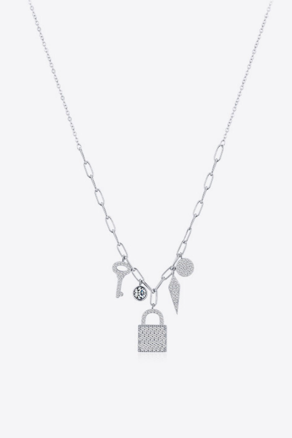 925 Sterling Silver Lock & Key Zircon Pendant Necklace - Guy Christopher