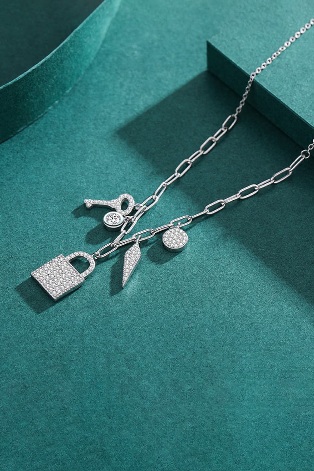 925 Sterling Silver Lock & Key Zircon Pendant Necklace - Guy Christopher