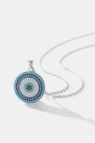 925 Sterling Silver Round Shape Artificial Turquoise Pendant Necklace - Guy Christopher