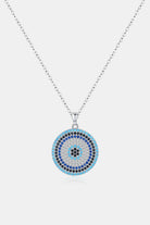 925 Sterling Silver Round Shape Artificial Turquoise Pendant Necklace - Guy Christopher