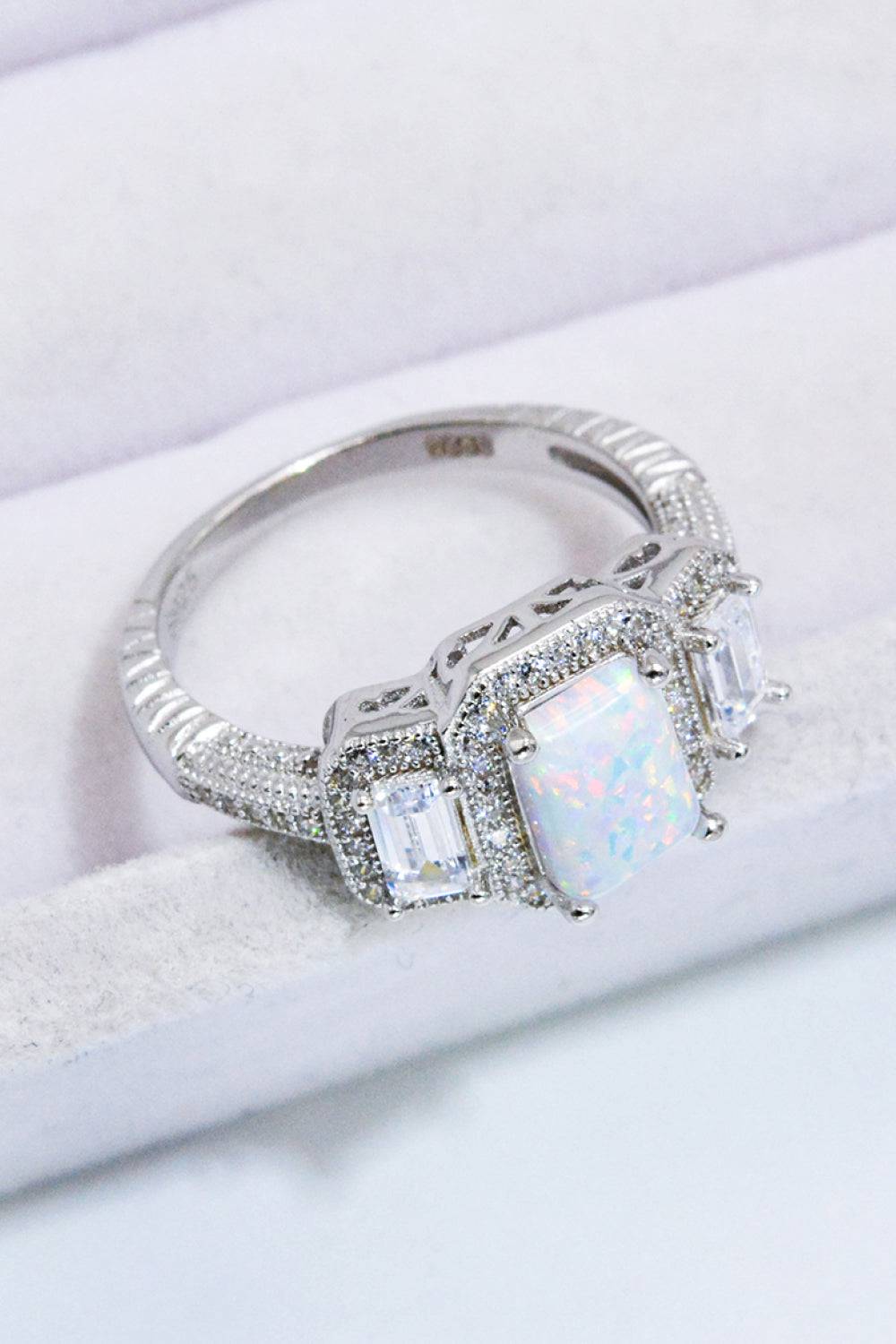 925 Sterling Silver Square Opal Ring - Guy Christopher