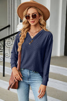 V-Neck Long Sleeve Blouse - Guy Christopher 