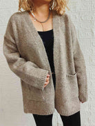 Open Front Long Sleeve Cardigan with Pockets - Guy Christopher 