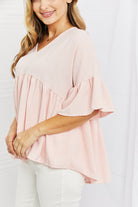 Celeste Look At Me Full Size Flowy Ruffle Sleeve Top in Pink - Guy Christopher 