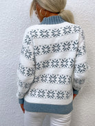 Snowflake Pattern Mock Neck Sweater - Guy Christopher 