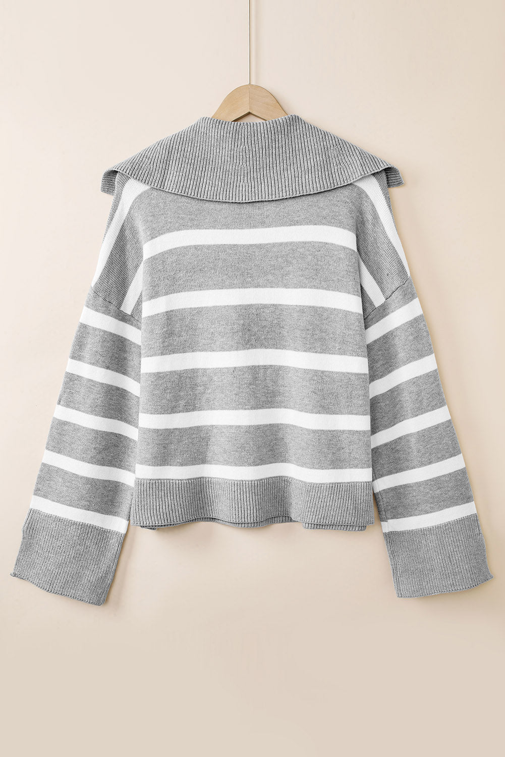 Striped Collared Neck Slit Sweater - Guy Christopher 