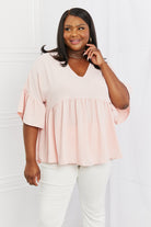 Celeste Look At Me Full Size Flowy Ruffle Sleeve Top in Pink - Guy Christopher 