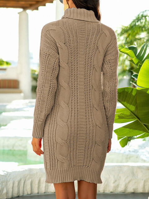 Turtleneck Ribbed Sweater Dress - Guy Christopher 