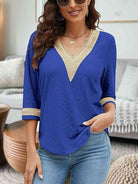 V-Neck Eyelet Blouse - Guy Christopher 