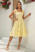 Striped Tie-Shoulder Tiered Dress - Guy Christopher 